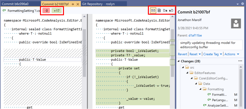 Multiple commit windows popped out.